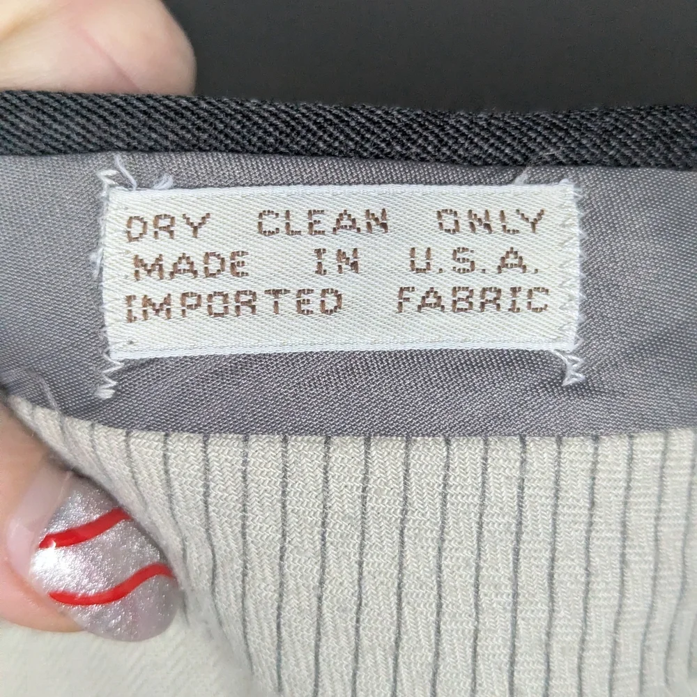 Ben Silver by Majer Dress Pants 34 X 27.5 Charcoal Gray USA Made Wool Pleated